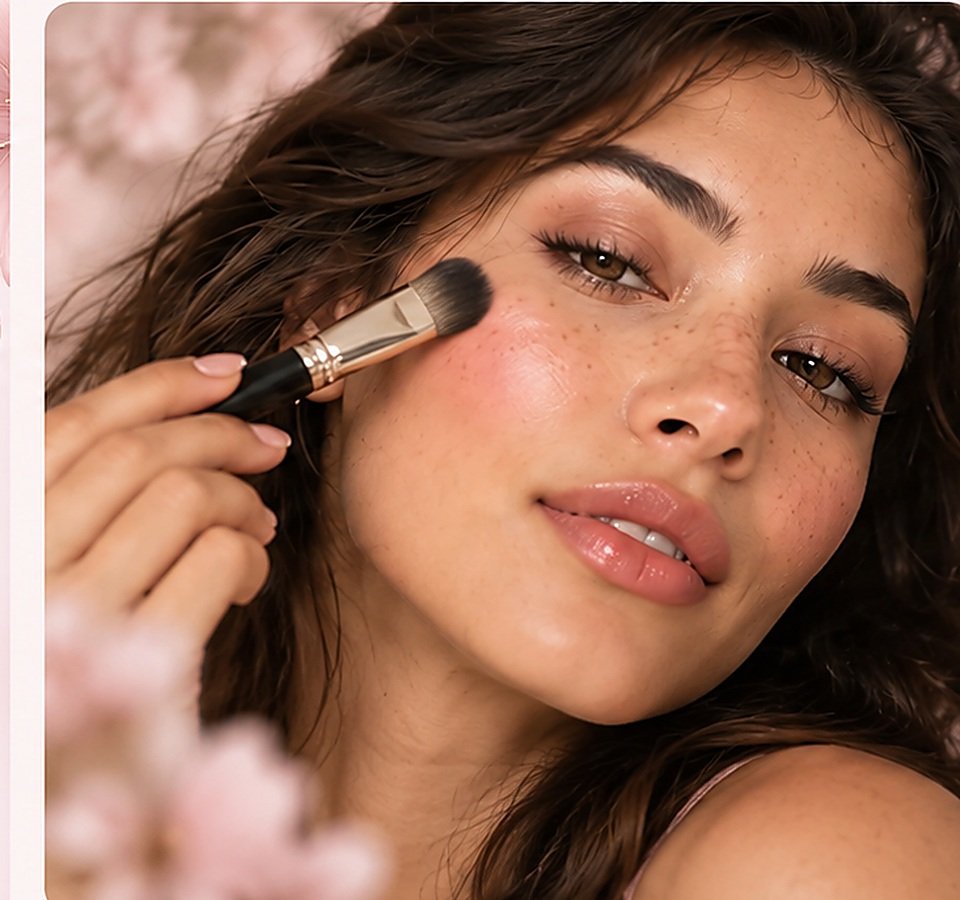 Aplicación de maquillaje con brocha